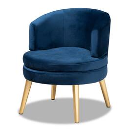 Baxton Studio - Baptiste Glam and Luxe Velvet Fabric Upholstered and Gold Finished Wood Accent Chair - Navy blue/gold