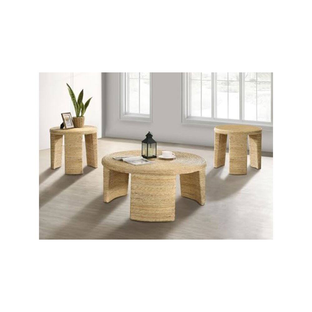 Alt View 1. Coaster Co. of America - Artina 3-piece Rattan Coffee and End Table Set Natural - Brown.