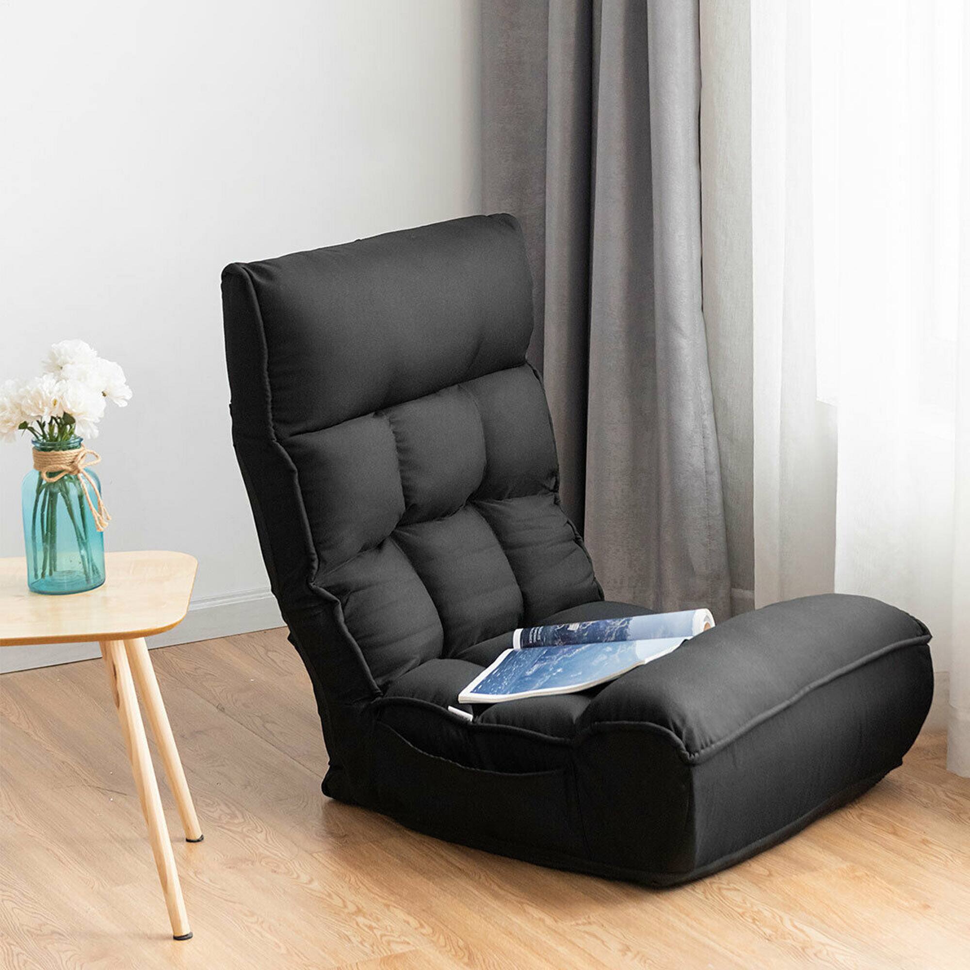 Alt View 2. Gymax - Gymax 4-Position Floor Chair Folding Lazy Sofa w/Adjustable Backrest & Headrest Black - Black.