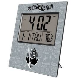 Keyscaper - Las Vegas Raiders 2024 Illustrated Limited Edition Digital Desk/Wall Clock - Gray