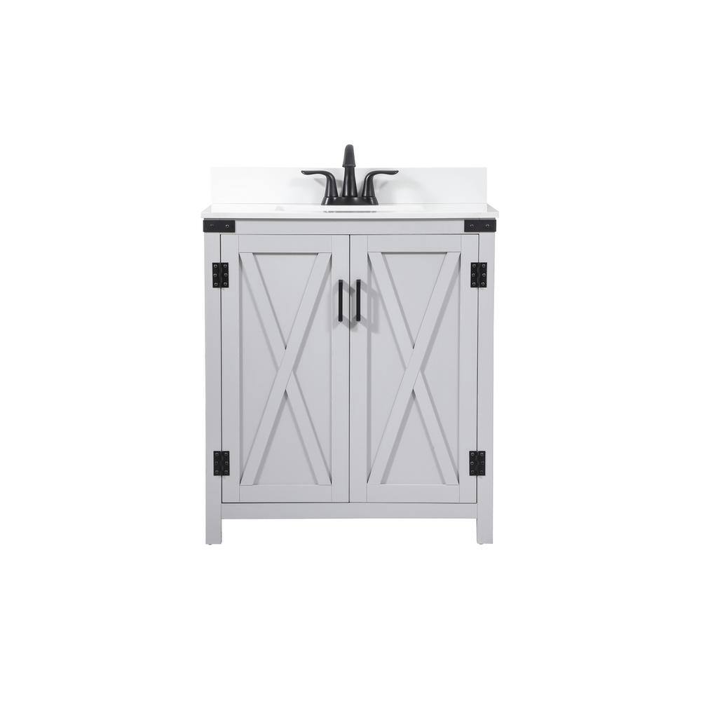 Alt View 1. Elegant Kitchen and Bath - 30 inch Single bathroom vanity in grey with backsplash - Grey.