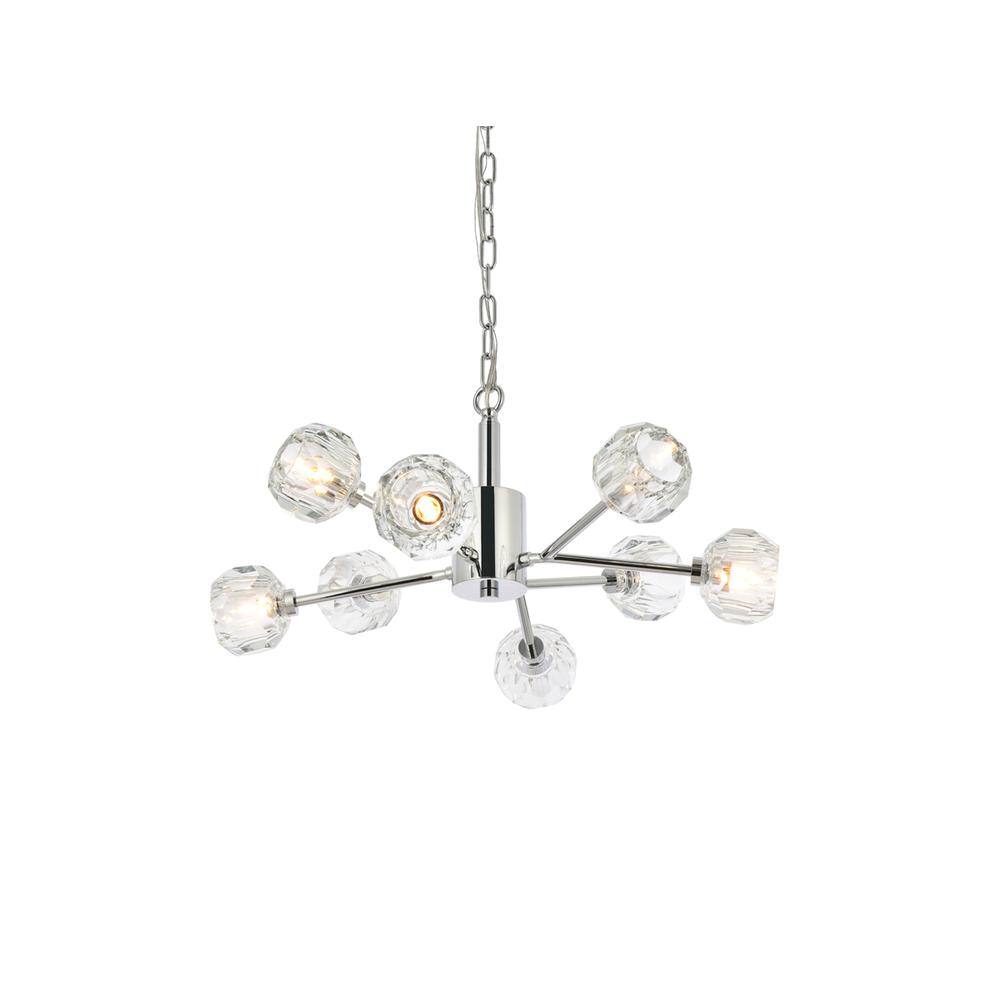 Alt View 4. Elegant Lighting - Graham 8 Light Pendant in Chrome - Chrome And Clear.