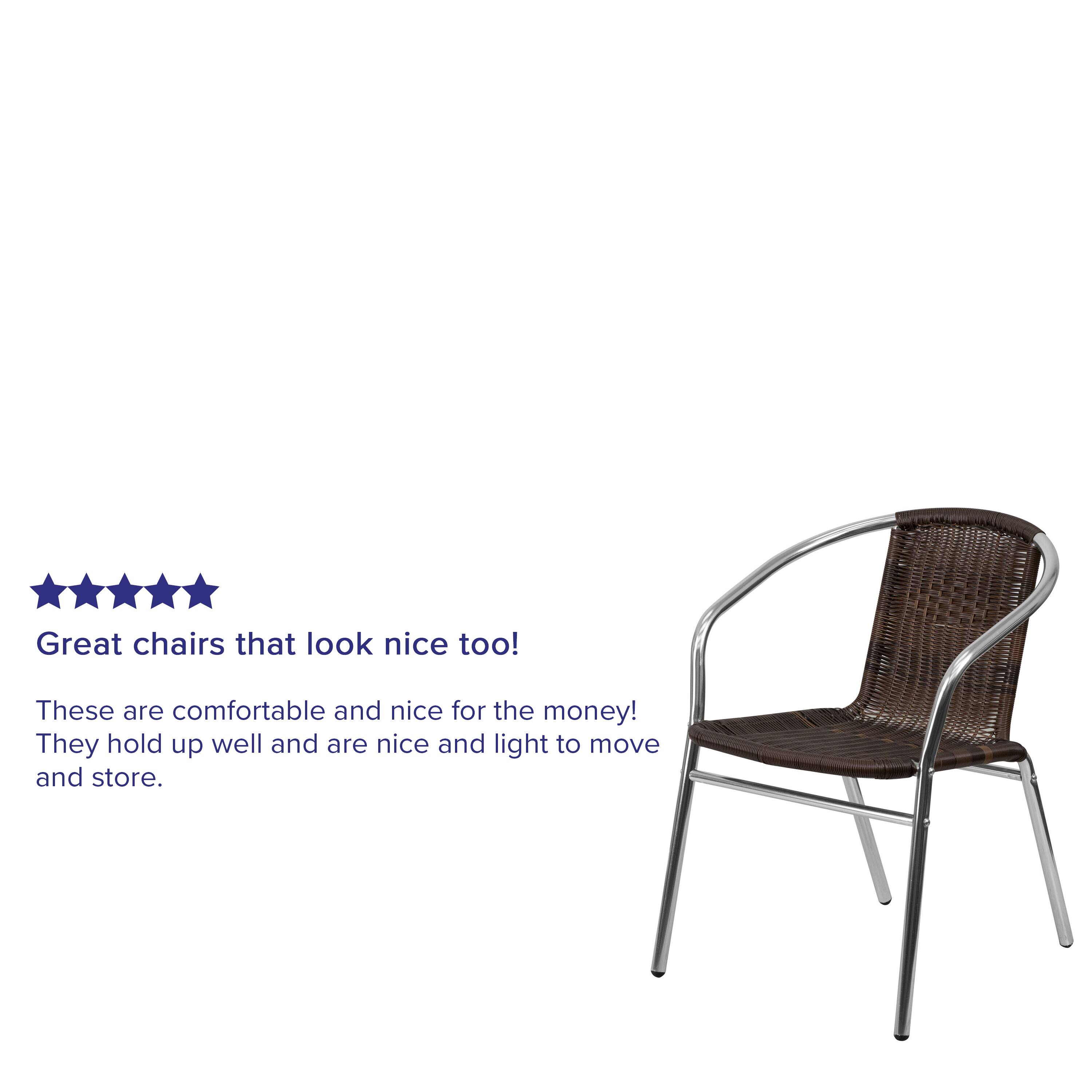 Great chairs that look nice too! These are comfortable and nice for the money! They hold up well and are nice and light to move and store.