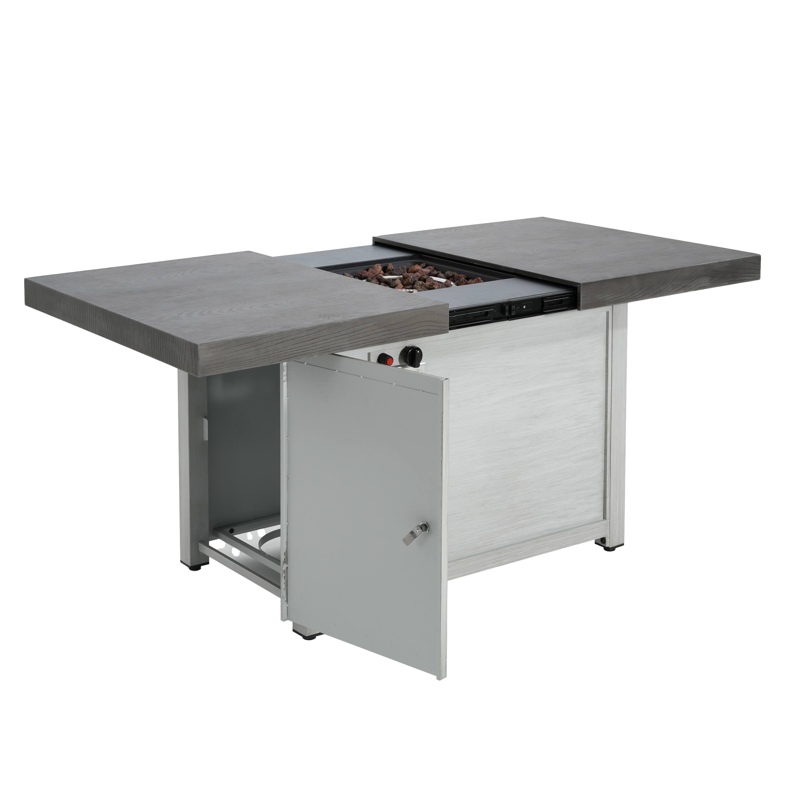 Back. Siljoy - 50000 BTU Extendable Rectangle Aluminum Alloy Fire Pit Table Outdoor Patio Heater.