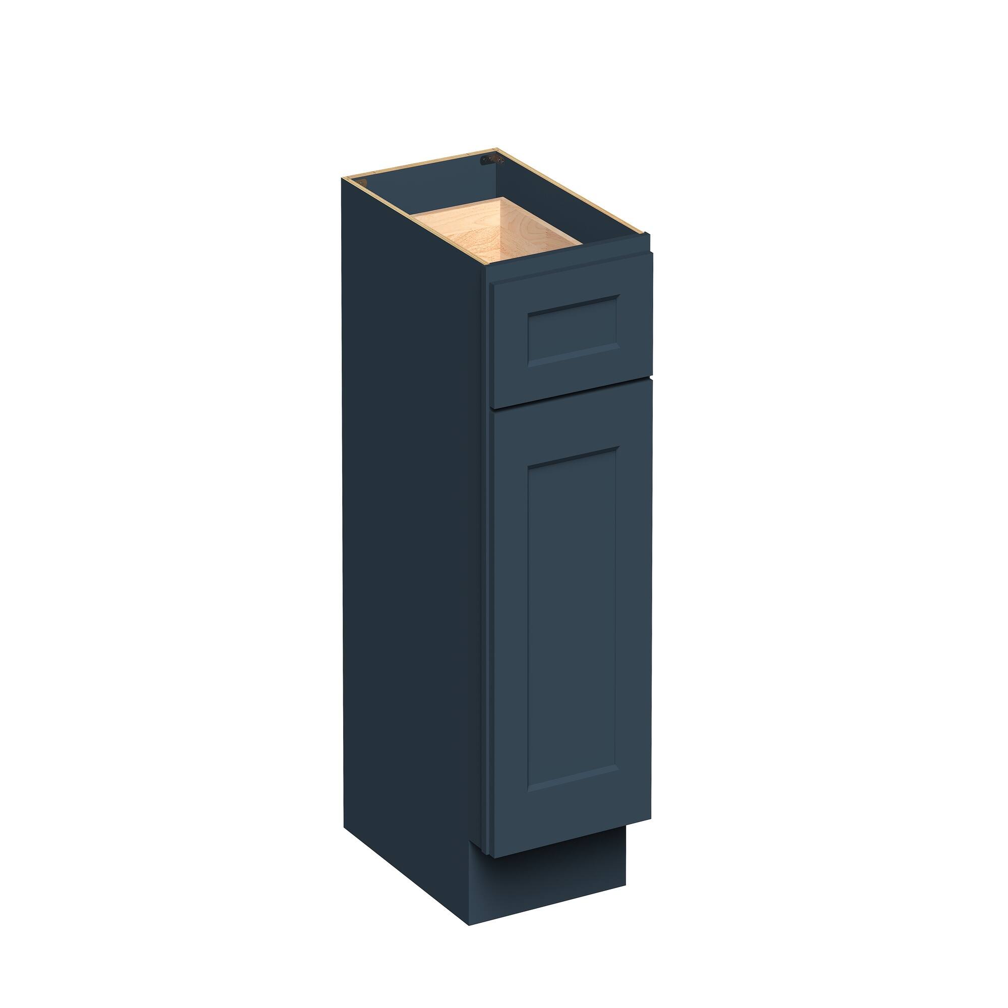 Angle. Boyel Living - 15-in W x 34.5-in H x 24-in D Shaker RTA Kitchen Base Cabinet with Soft-Close - Charcoal Blue.