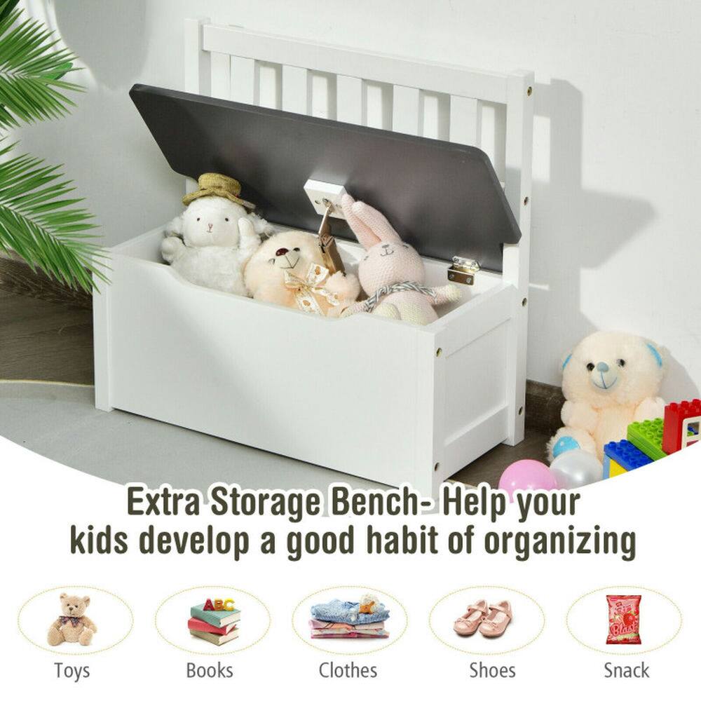 Extra Storage Bench - Help your kids develop a good habit of organizing

Toys  
Books  
Clothes  
Shoes  
Snack