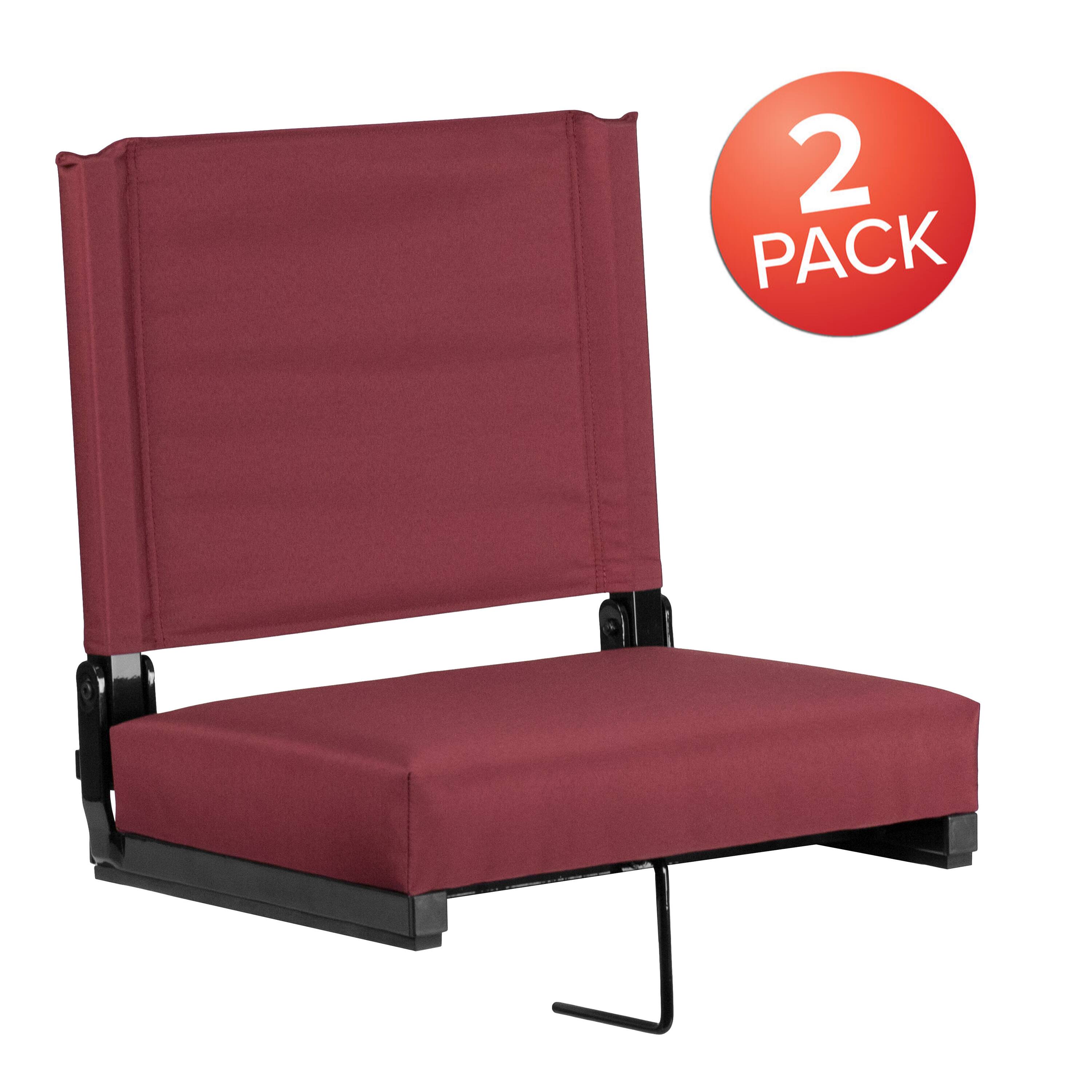 Alt View 1. Emma + Oliver - Set of 2 500 lb. Rated Lightweight Stadium Chair with Ultra-Padded Seat - Maroon.