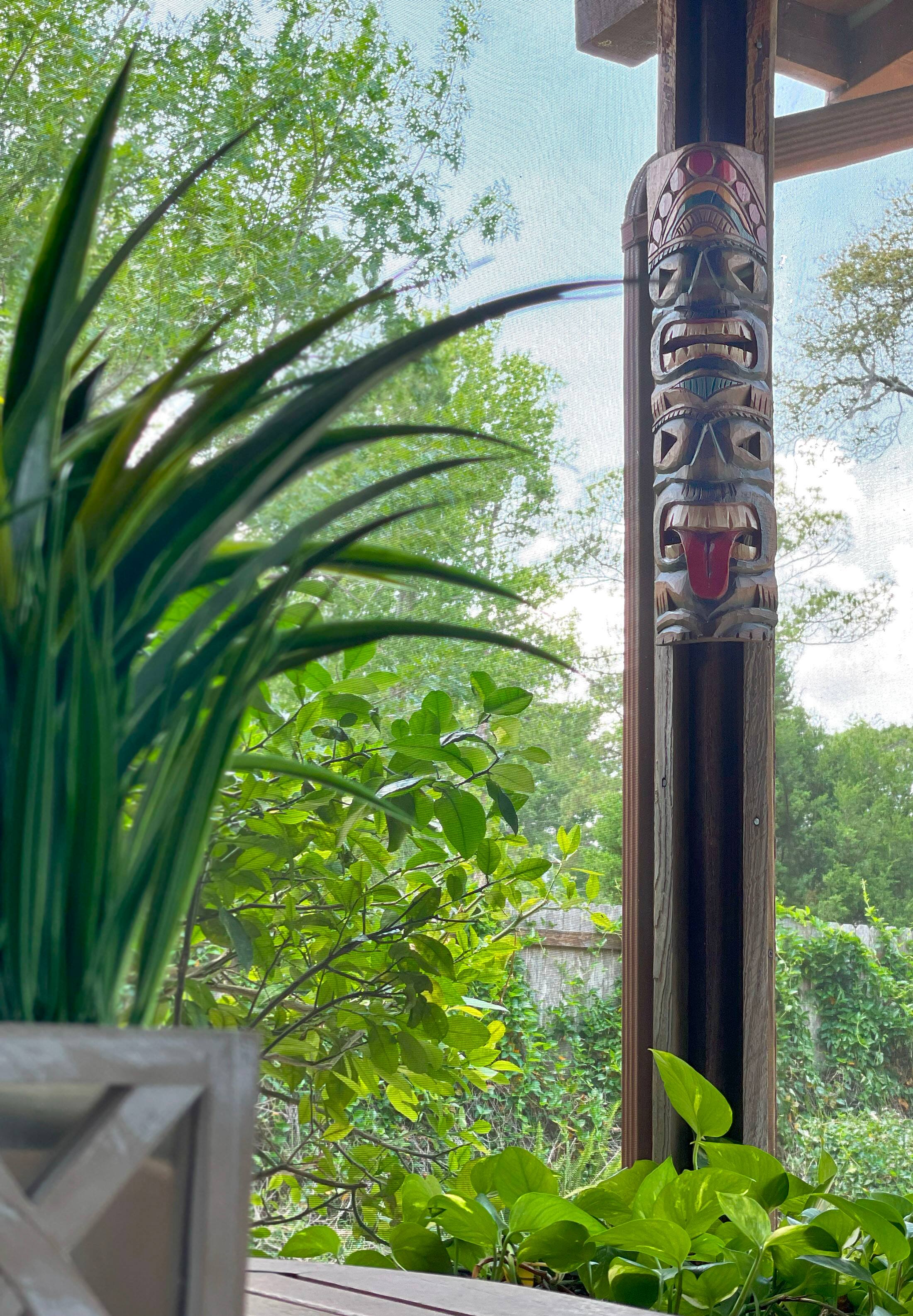 Alt View 4. Zeckos - Set of 5 Double Tiki Mask Totem Wall Decor Hand Carved Tribal Sculpture 24 Inch - Multicolored.