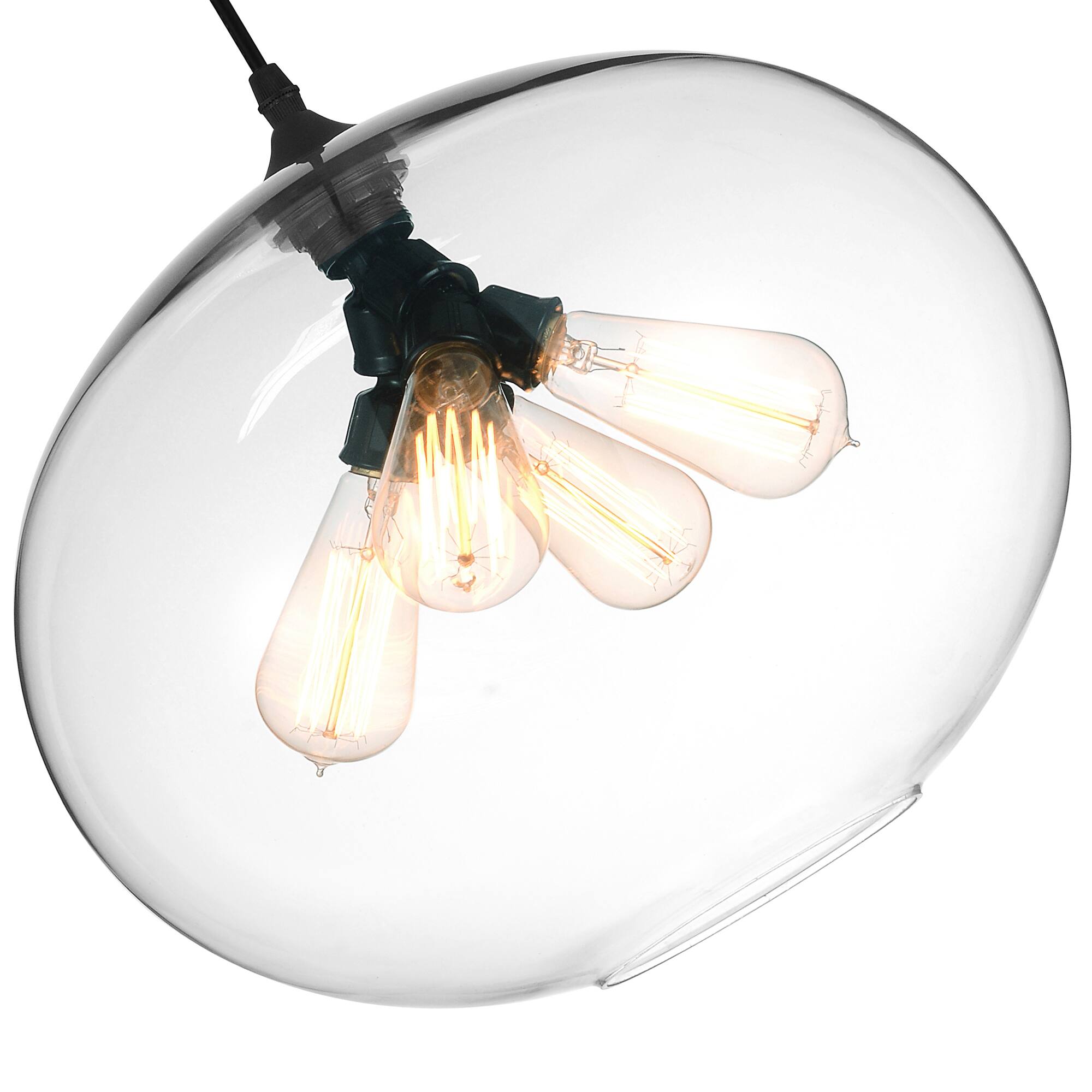 Left. CWI Lighting - Glass 4 Light Down Pendant With Clear Finish - Black.