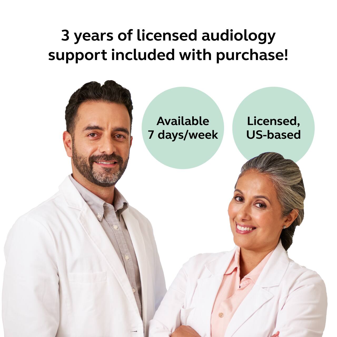 3 years of licensed audiology support included with purchase!

Available 7 days/week

Licensed, US-based