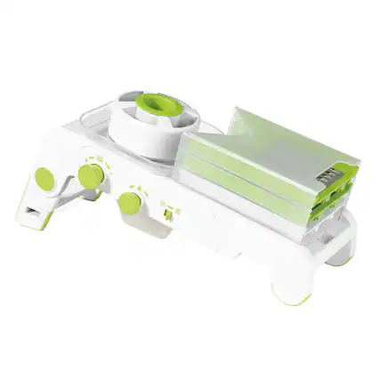 Front. Starfrit - Cubing Pro Mandoline Slicer with Storage Box - White/Green.