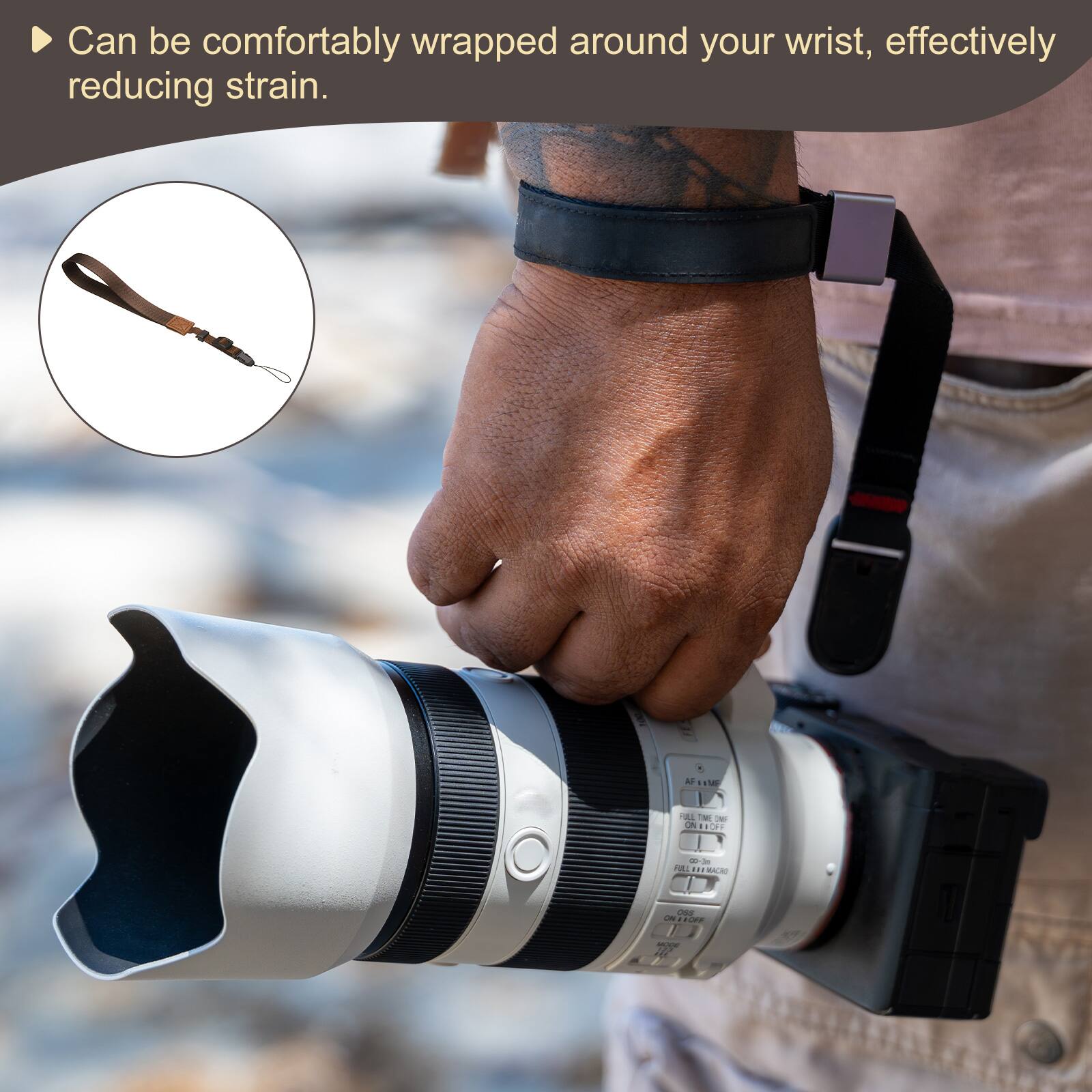 Can be comfortably wrapped around your wrist, effectively reducing strain.