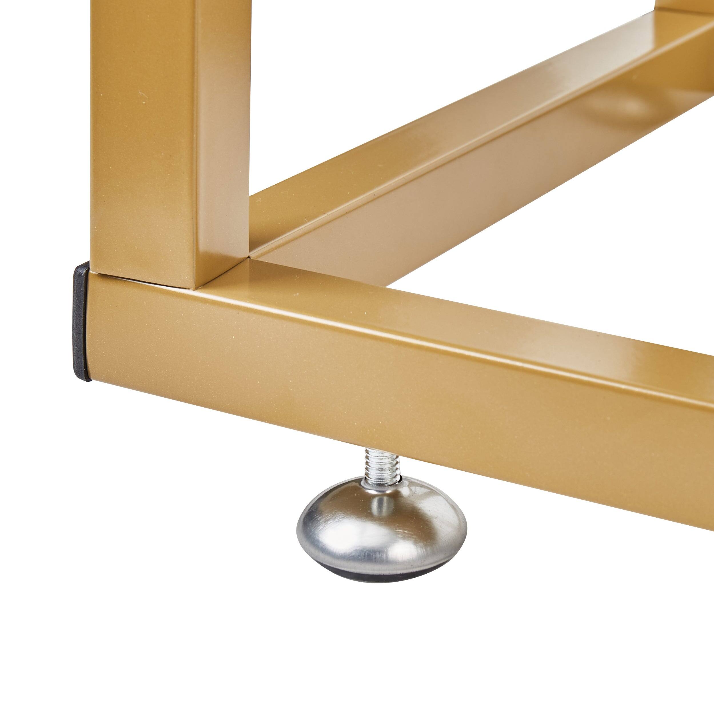 Back. Vecelo - 2Pack C Shaped End Table for Small Spaces, Sofa Side Table with Metal Frame, Easy to Assemble Snack Table - Gold.