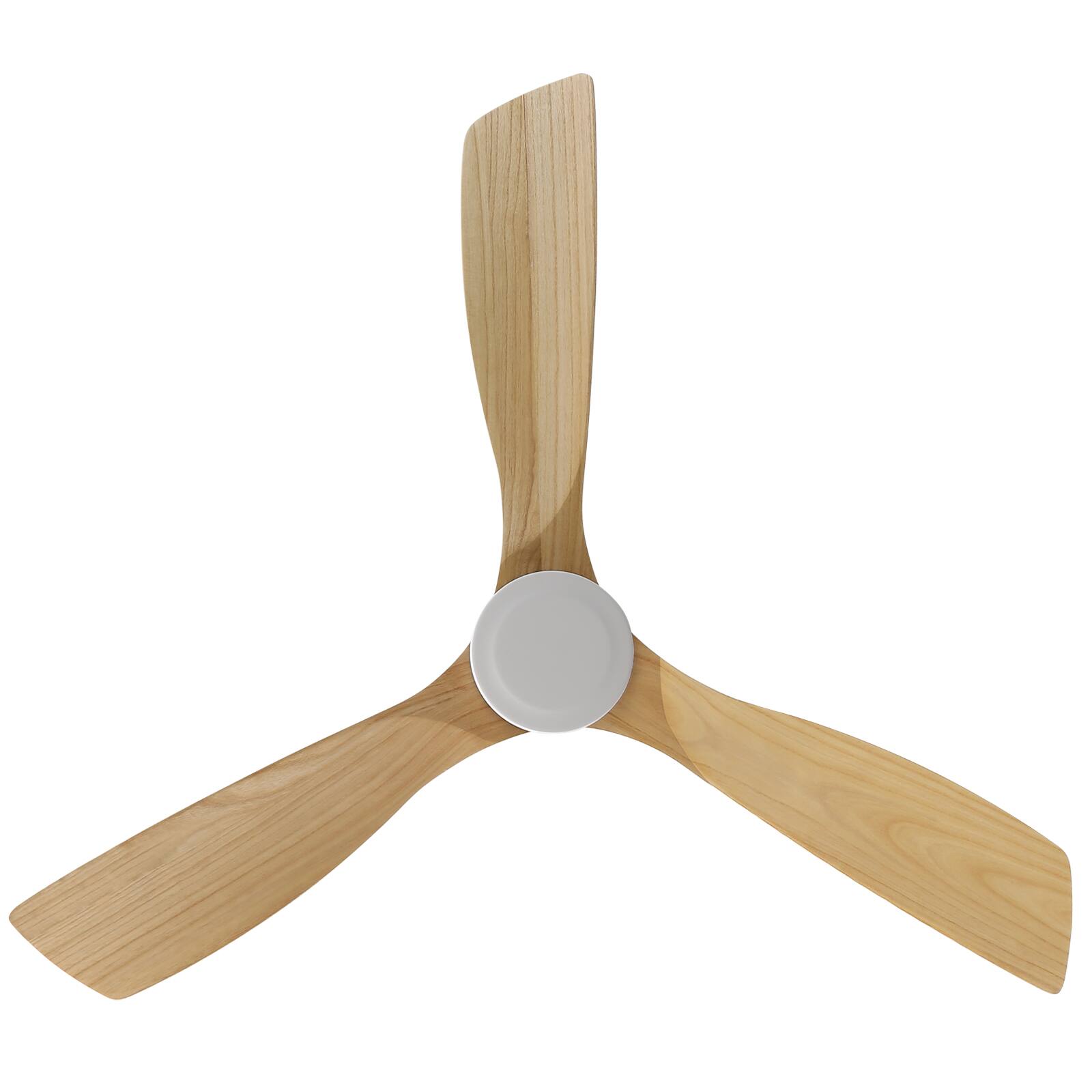 Back. Sofucor - 52'' White Ceiling Fan Modern Flush Mount Ceiling Fan No Light with Remote 3 Wood Blades for Bedroom/Farmhouse/Patio - White.