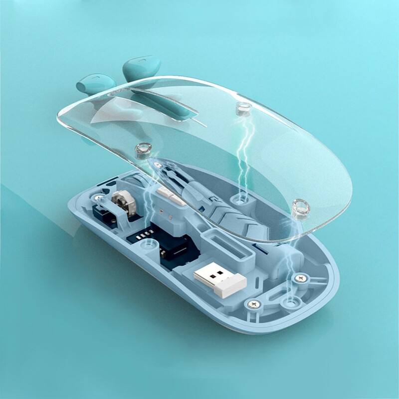 Alt View 2. SKRAN - Dual Mode Transparent Wireless Mouse, 2.4G & BT,Magnetic Shell,100Hrs Battery,Adjustable DPI for Office/Gaming/Home Use - White.