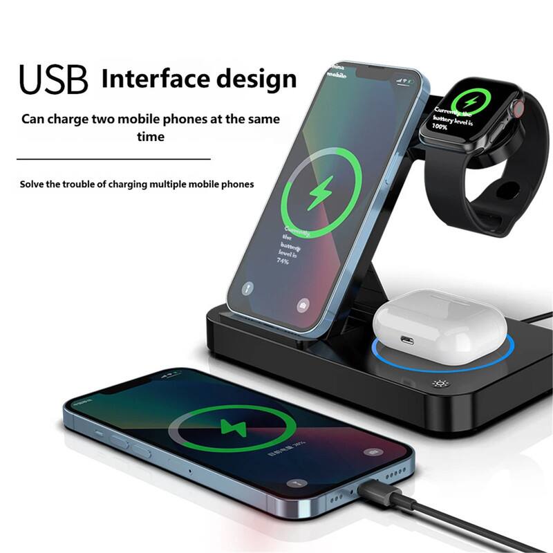USB Interface design  
Can charge two mobile phones at the same time  

Solve the trouble of charging multiple mobile phones