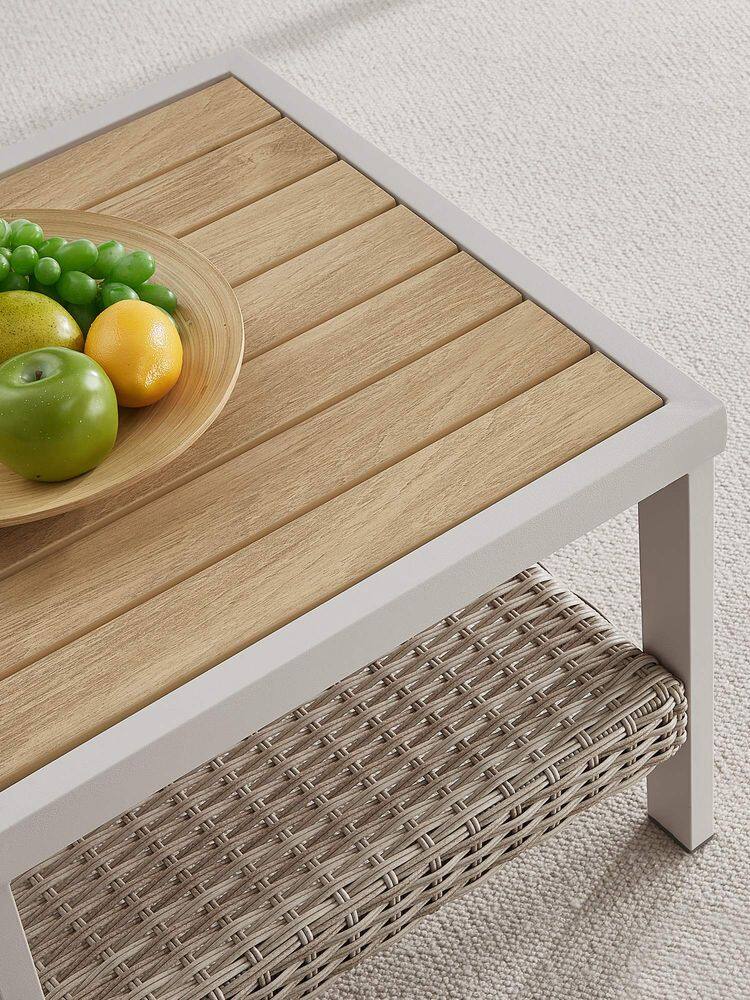 Left. Songmics Home - SONGMICS HOME Sencillo Collection - Outdoor Steel Side Table, Bone Color - White.