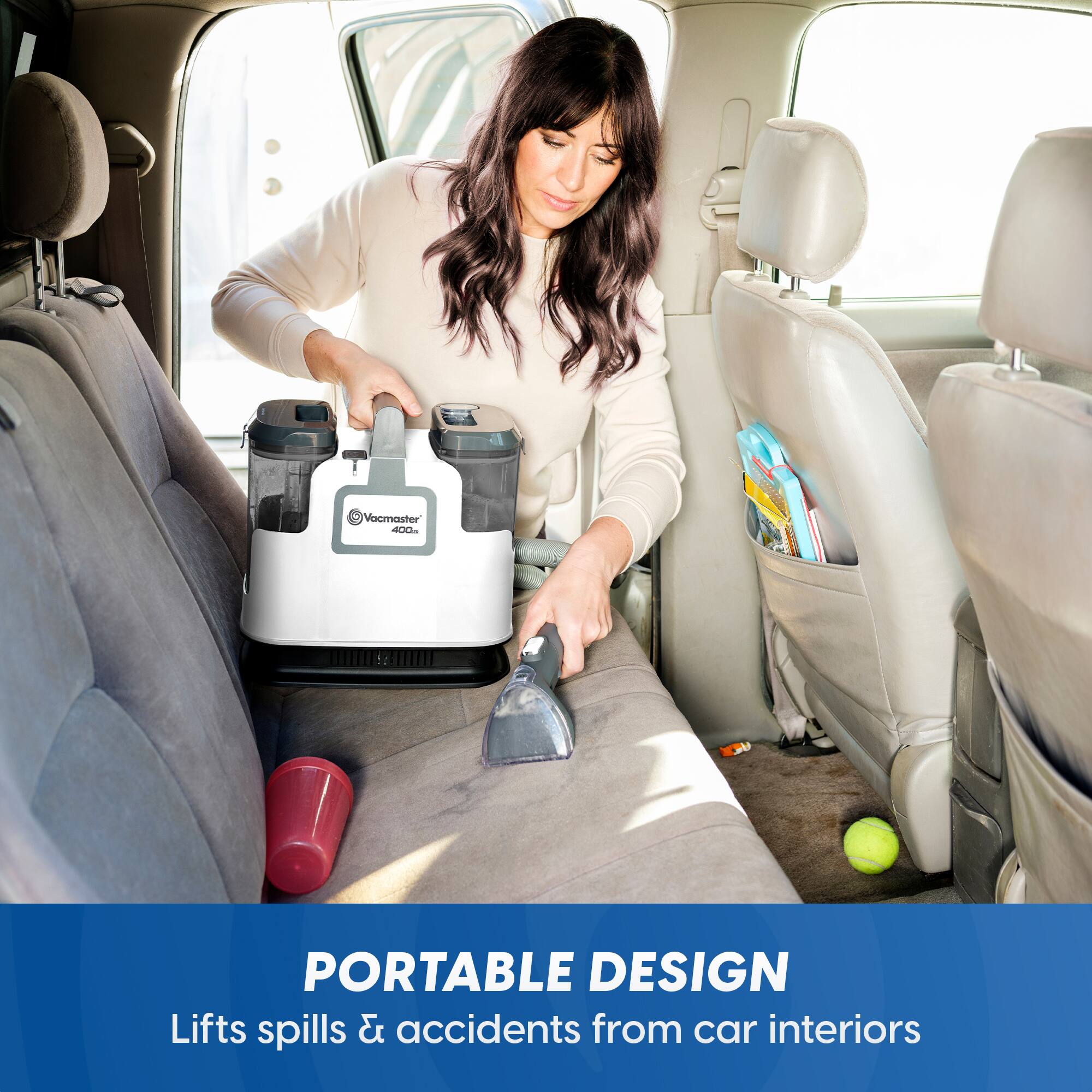 Vacmaster 400mg

PORTABLE DESIGN
Lifts spills & accidents from car interiors
