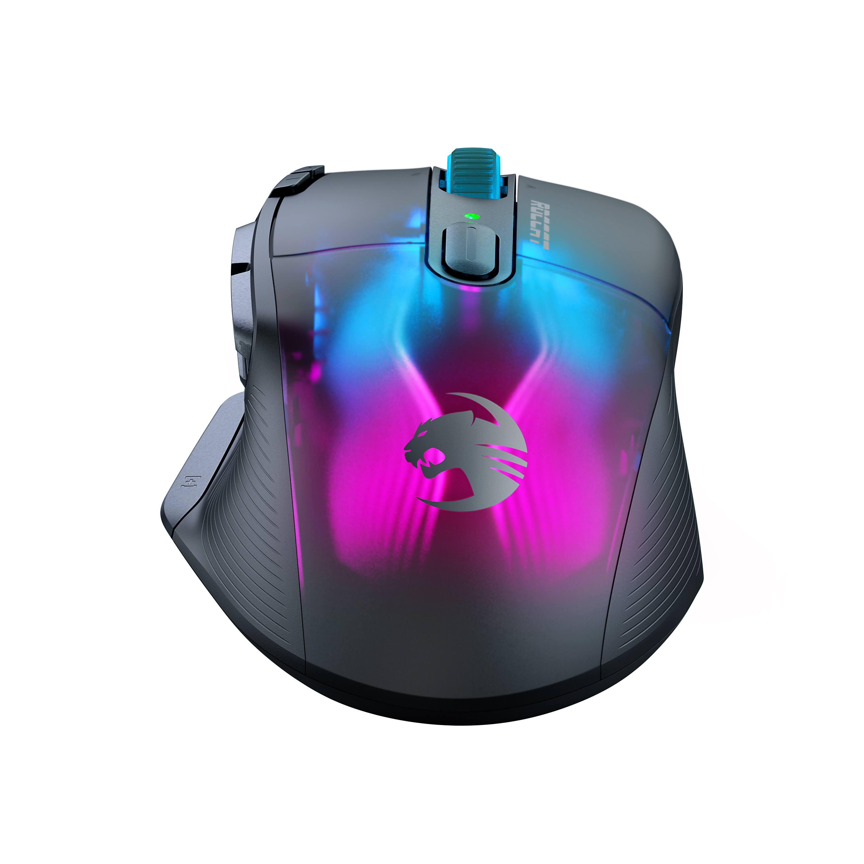 Left. ROCCAT - Kone XP Air Wireless Optical Gaming Mouse with Charging Dock and AIMO RGB Lighting - Black.