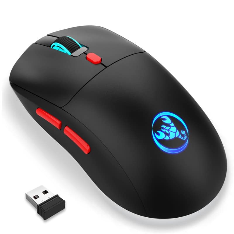 SKRAN - 2.4G Wireless Rechargeable Mouse - 3600 DPI, 7-Color RGB, Easy-to-Use for Office, Gaming & Design (Ergonomic, 650mAh) - Wireless - Black