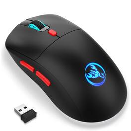 SKRAN - 2.4G Wireless Rechargeable Mouse - 3600 DPI, 7-Color RGB, Easy-to-Use for Office, Gaming & Design (Ergonomic, 650mAh) - Wireless - Black