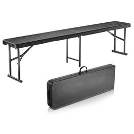 VEVOR - Plastic Folding Bench, 6 ft Portable Bench for Indoor/Outdoor Picnic Party Patio Camping Dining - Black
