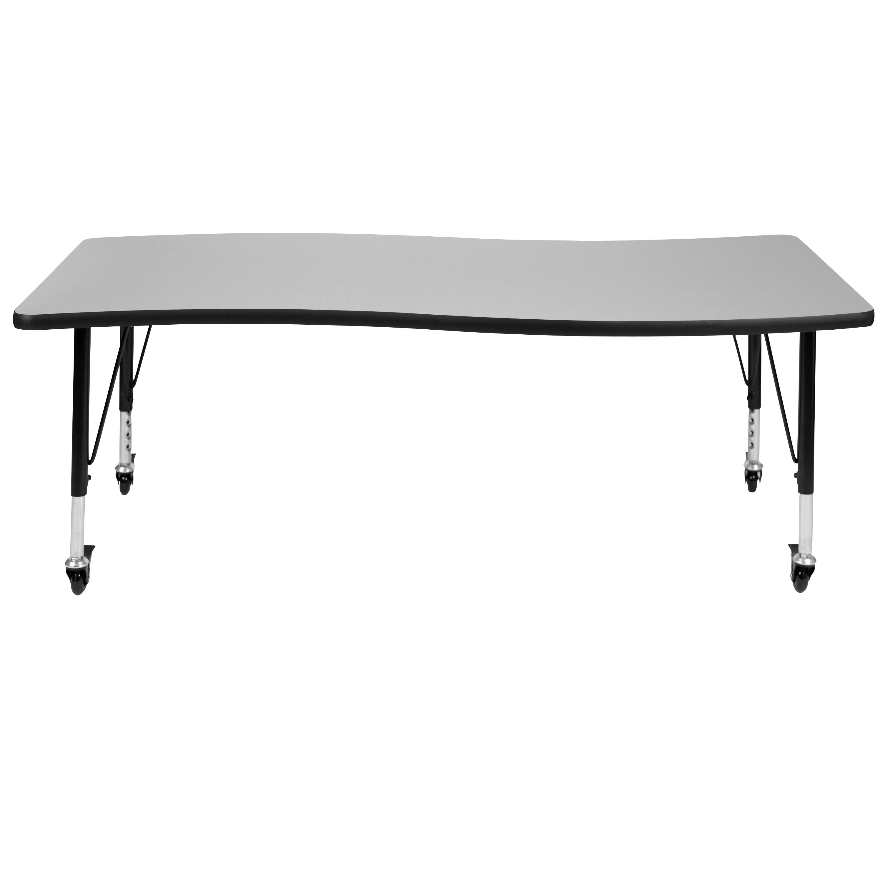 Alt View 5. Emma + Oliver - Mobile 26"W x 60"L Wave Flexible Collaborative Kids Adjustable Activity Table - Grey.