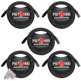 Pig Hog - 8mm XLR Microphone Cable Male to Female 10 Ft Fully Balanced Premium Mic Cable - 5 Units