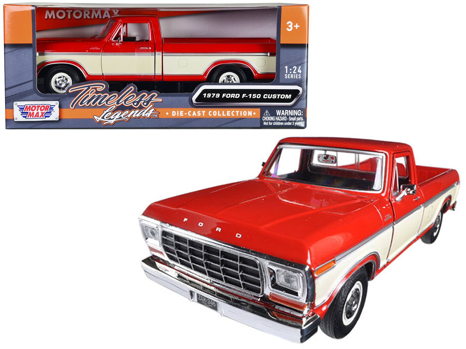 MOTORMAX 3+ 1:24 SERIES  
Timeless 1979 FORD F-150 CUSTOM - MOTOR MAX Legends DIE-CAST COLLECTION  
WARNING: CHOKING HAZARD - Small parts. Not for children under 3 years.  
FORD  
ZAK-346