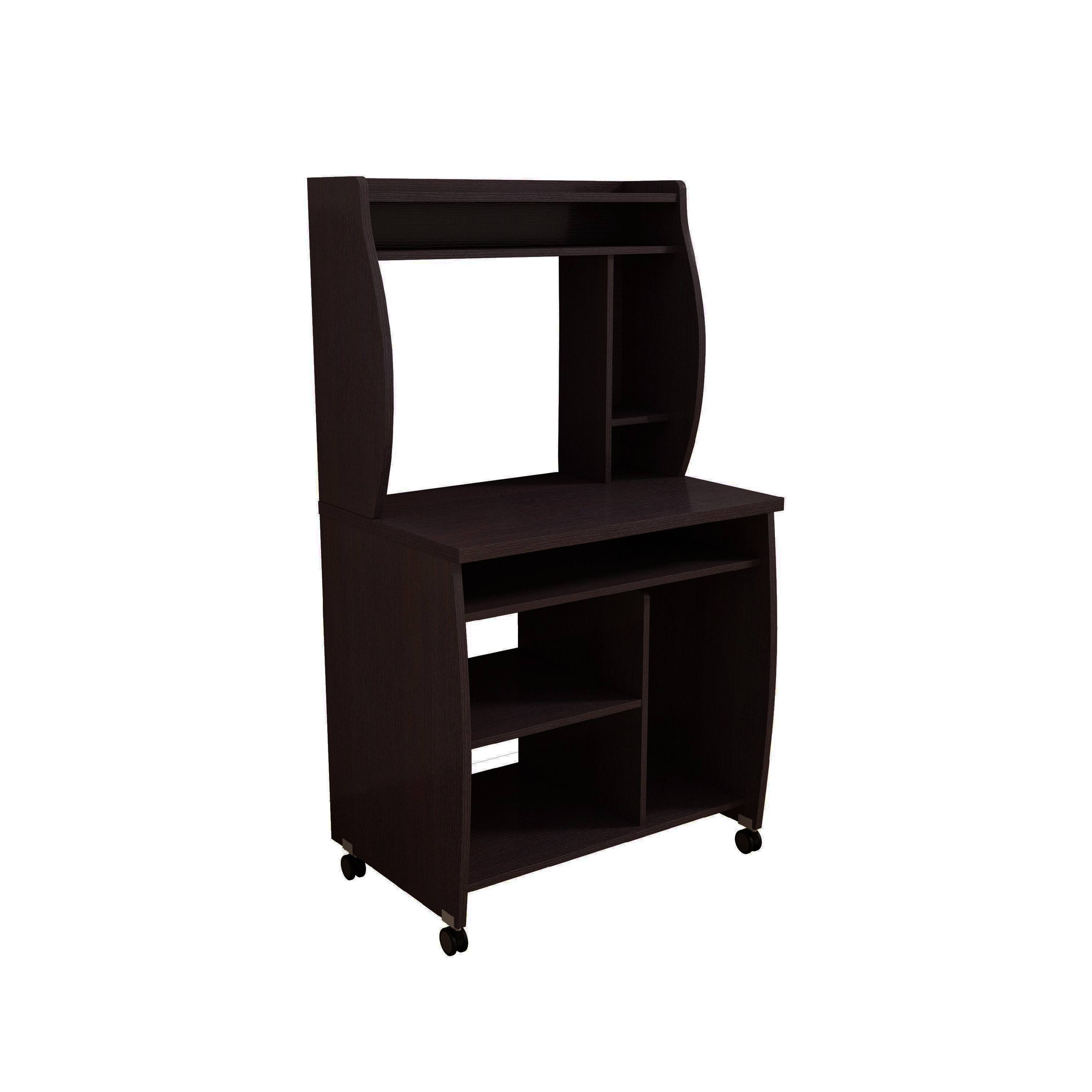 Front. Manhattan Lane - Niro Utility Desk Cart with Hutch, 7 Shelves, 53 Inch Red Cocoa Brown - Red Cocoa Brown.