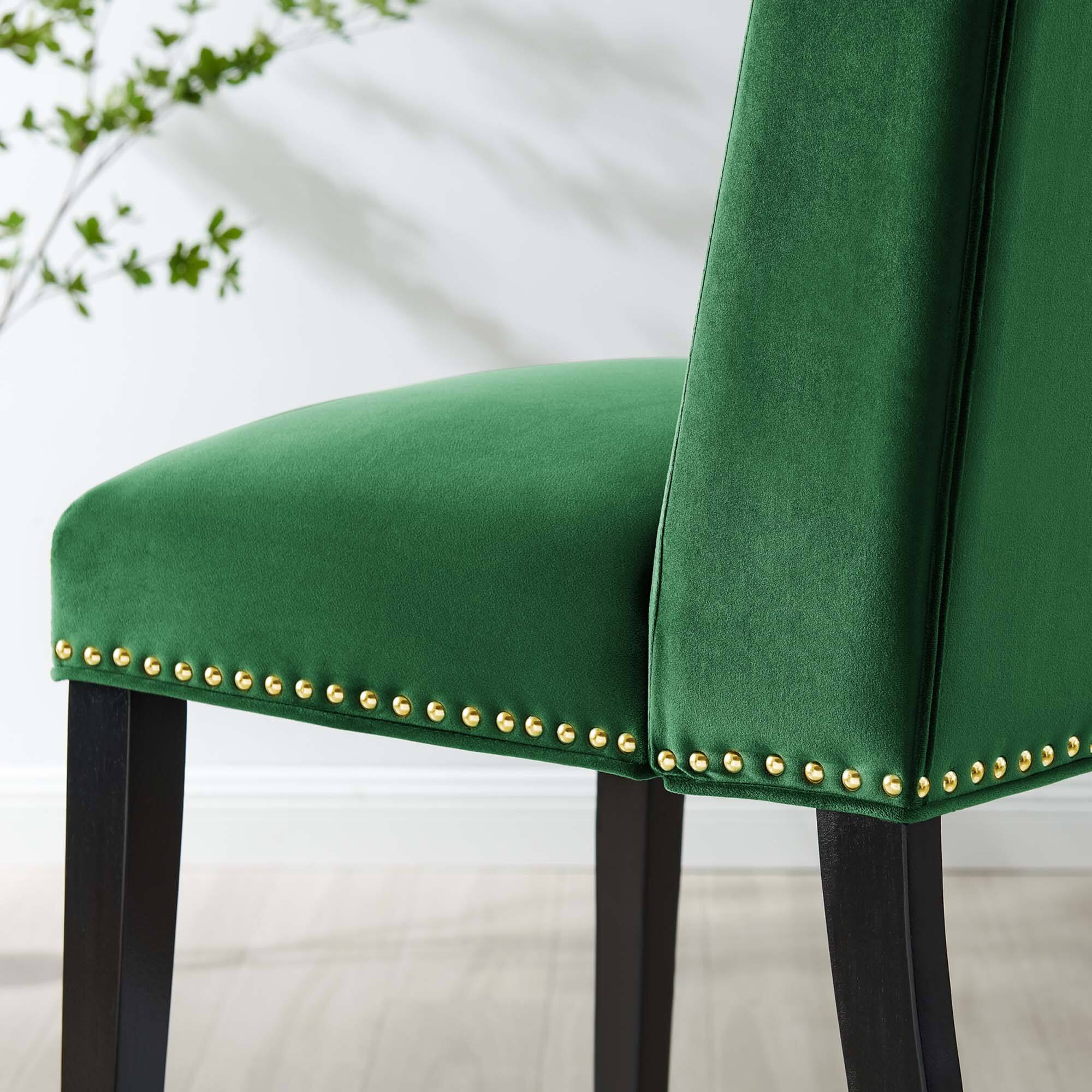 Back. Modway - Baron Performance Velvet Dining Chairs Set of 2 by Modway - Emerald.