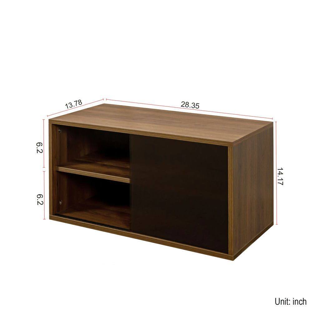 Alt View 1. Kadyn - Double Drawer Wooden Stackable Storage Drawers, Small Food Storage Cabinet, Under Bed Drawers for Bedroom, Brown - Brown.