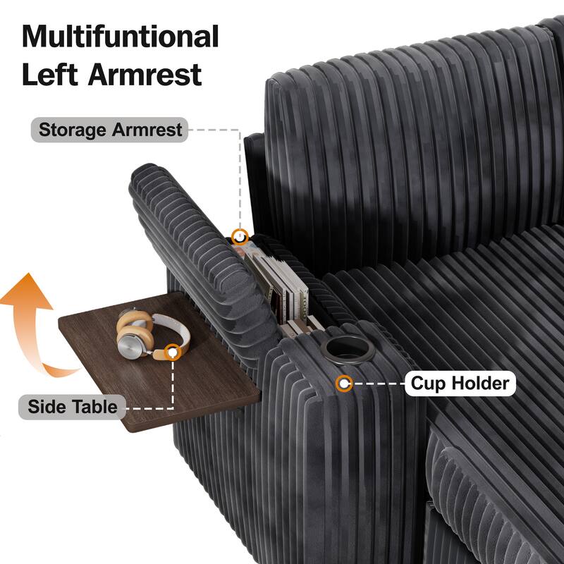 Multifunctional Left Armrest

- Storage Armrest
- Side Table
- Cup Holder