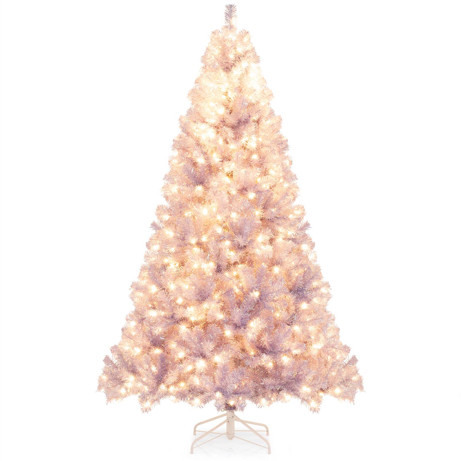 Alt View 9. Gymax - Gymax 7.5 FT Artificial Tinsel Christmas Tree w/ 550 Lights 8 Modes 1300 Branch Tips - Lavender Purple.