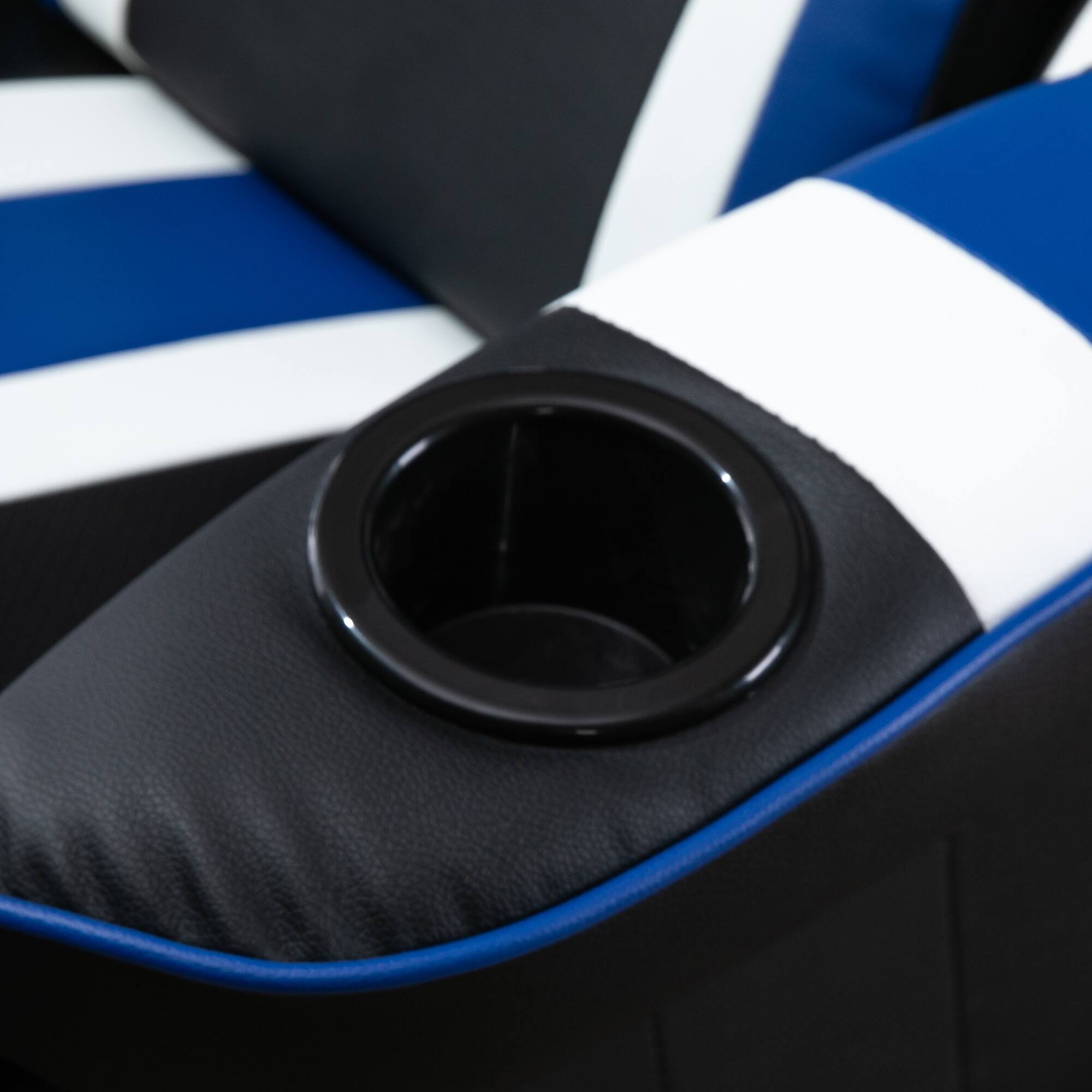 Alt View 7. Vinsetto - to Gaming Chair, Racing Style Computer Recliner with Lumbar Support, Footrest and Cup Holder, Black/White/Blue - Black, Blue, White.