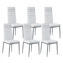 VEVOR - Modern Dining Room Accent Chairs Set of 6, Upholstered Leather Side Chair for Dining Tables, Space-Saving Kitchen Table - White