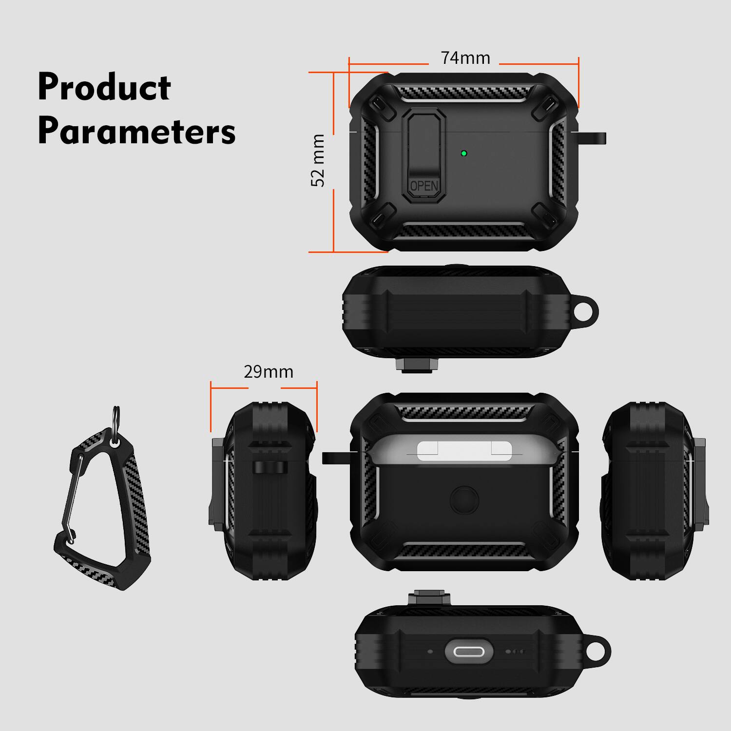 Product Parameters  
52 mm  
74 mm  
29 mm
