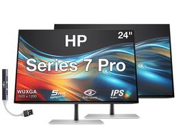 HP - Series 7 Pro 24" WUXGA IPS Monitor With 5ms Response Time, Anti Glare, Flicker Free, Displayport, HDMI & DKZ 2 Pack - Black/Silver