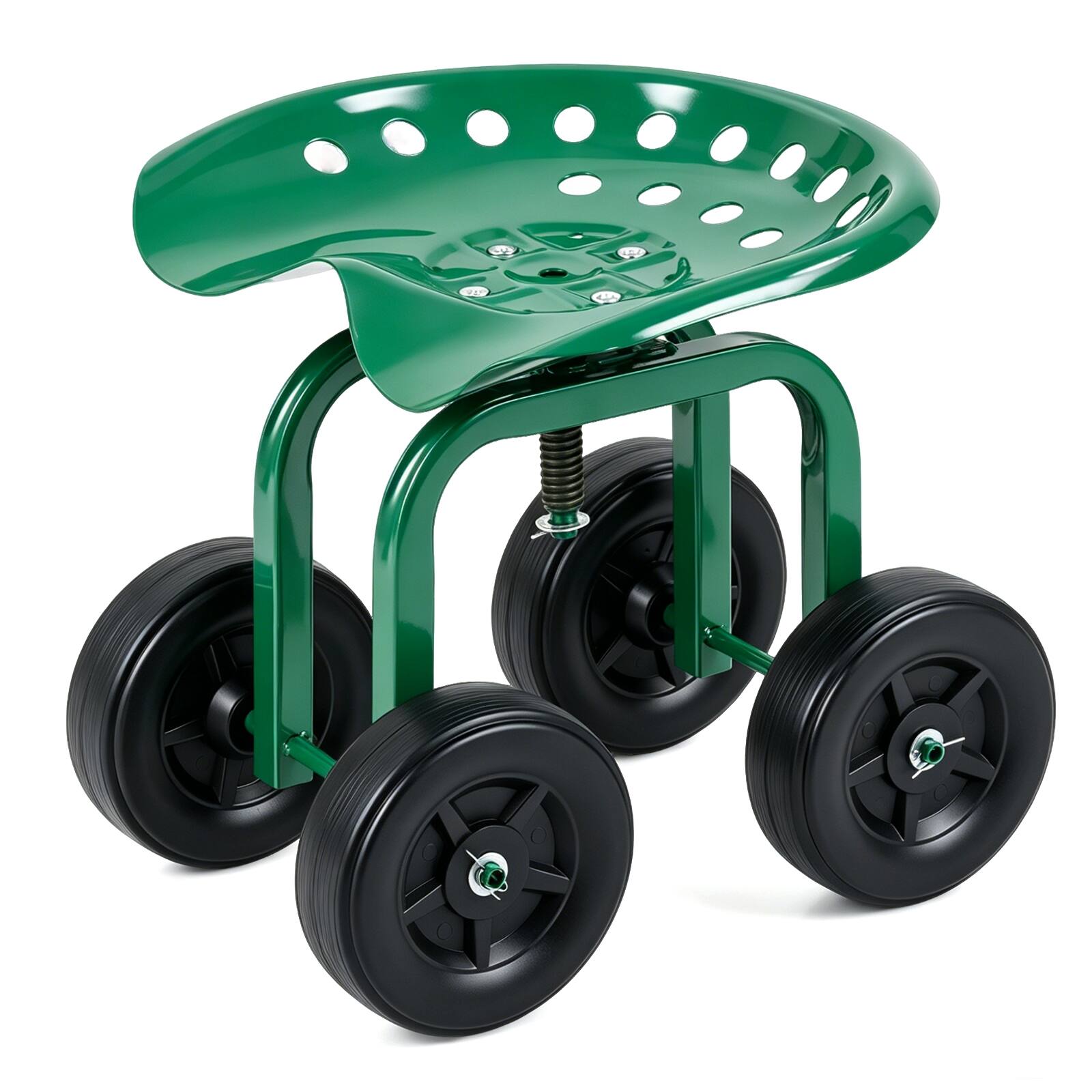 Front. Costway - Costway Rolling Garden Cart Heavy Duty Workseat with 360° Swivel Seat & Adjustable Height - Green.
