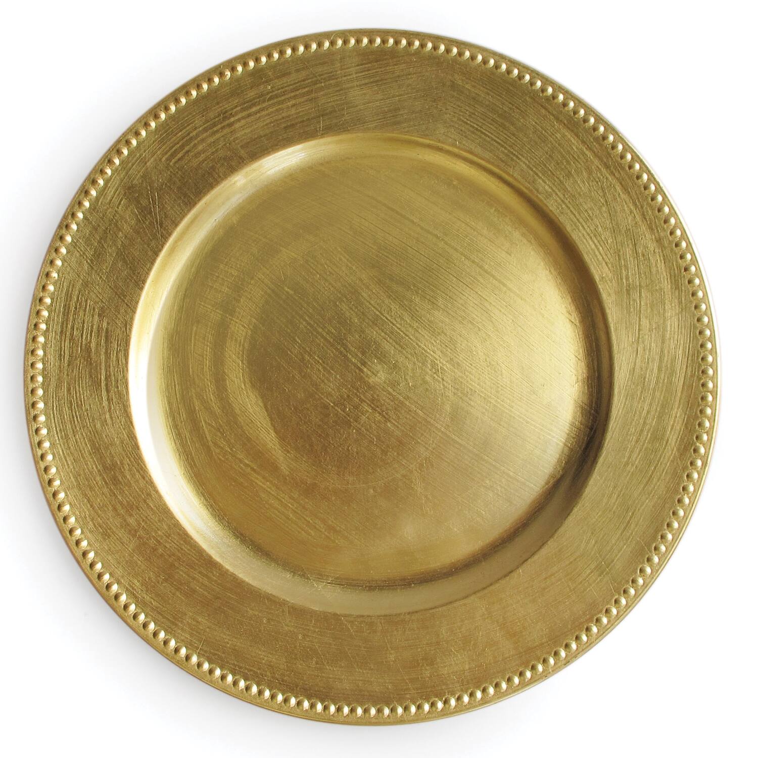 Angle. American Atelier - Gold Round Beaded Charger Plate Set- 12 Pieces - Gold.