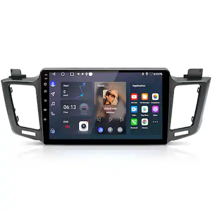 - 6:13 PM - Navi 0 km/h Music Application C 06:13 Friday UNKNOWN Nmn YouTube Video File Manager ImageScan Play Store Radio DVR ... REC F Buetooch Croma