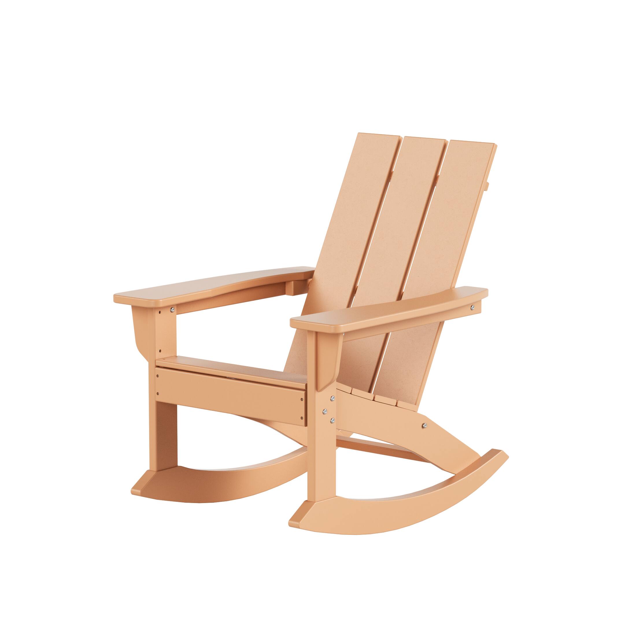 Alt View 5. WestinTrends - WestinTrends Ashore Outdoor Patio Modern Adirondack Rocking Chair - Teak.