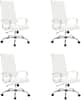 Front. LeisureMod - Set of 4 Benmar Modern High Back Swivel Executive Office Chair with Adjustable Height and Chrome Finish Frame - White.