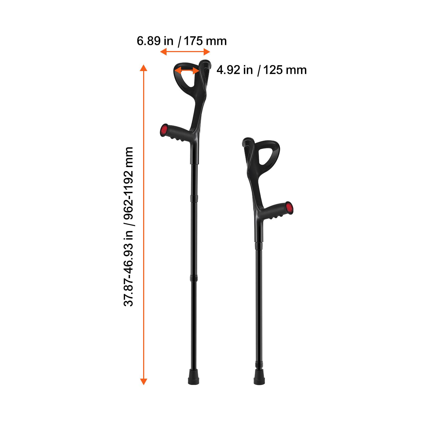 6.89 in / 175 mm  
4.92 in / 125 mm  
37.87-46.93 in / 962-1192 mm