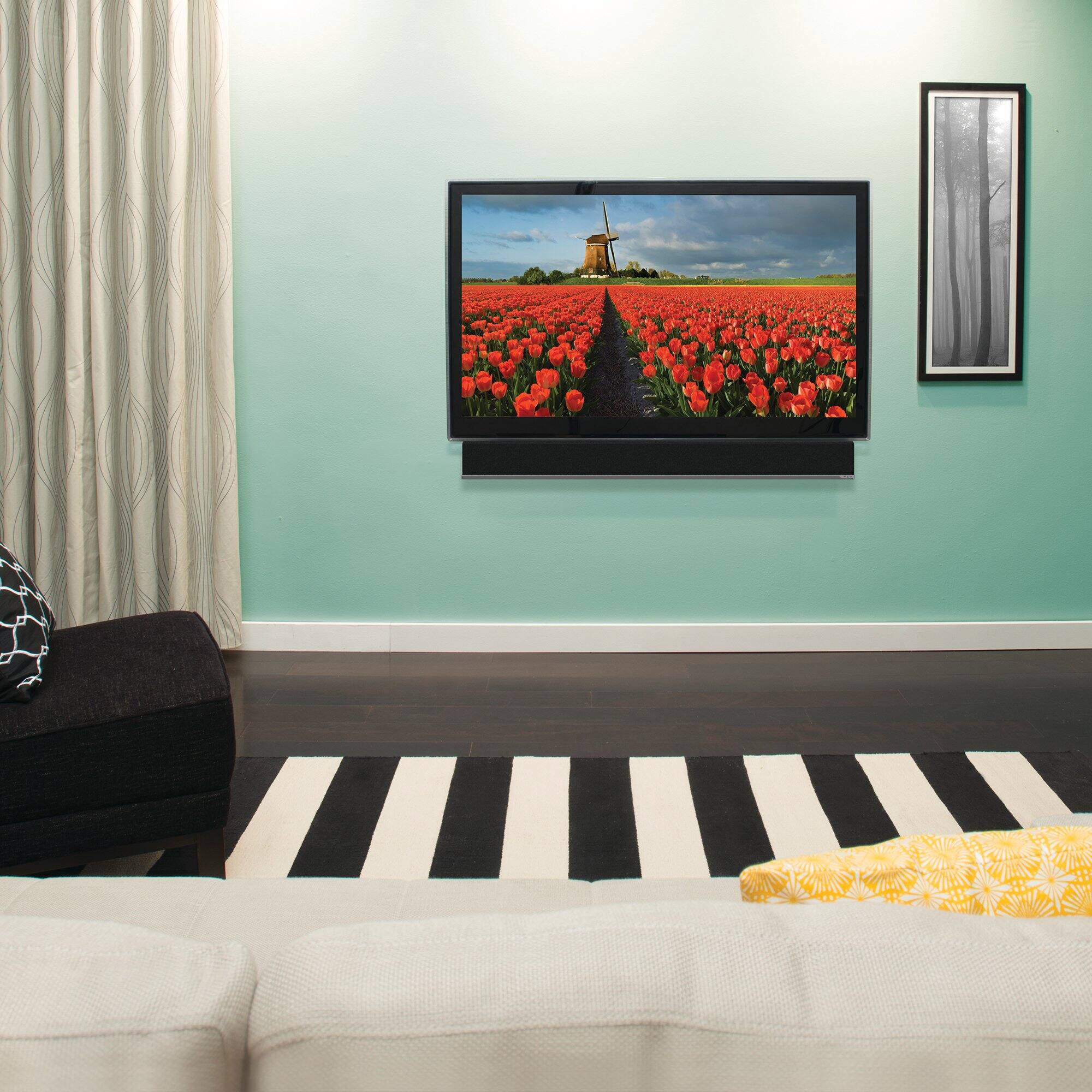 Alt View 8. Sanus - Universal Soundbar Mount for TVs - Fits Soundbars up to 15 lbs with Easy Installation and Tool-Free Adjustments - Black.