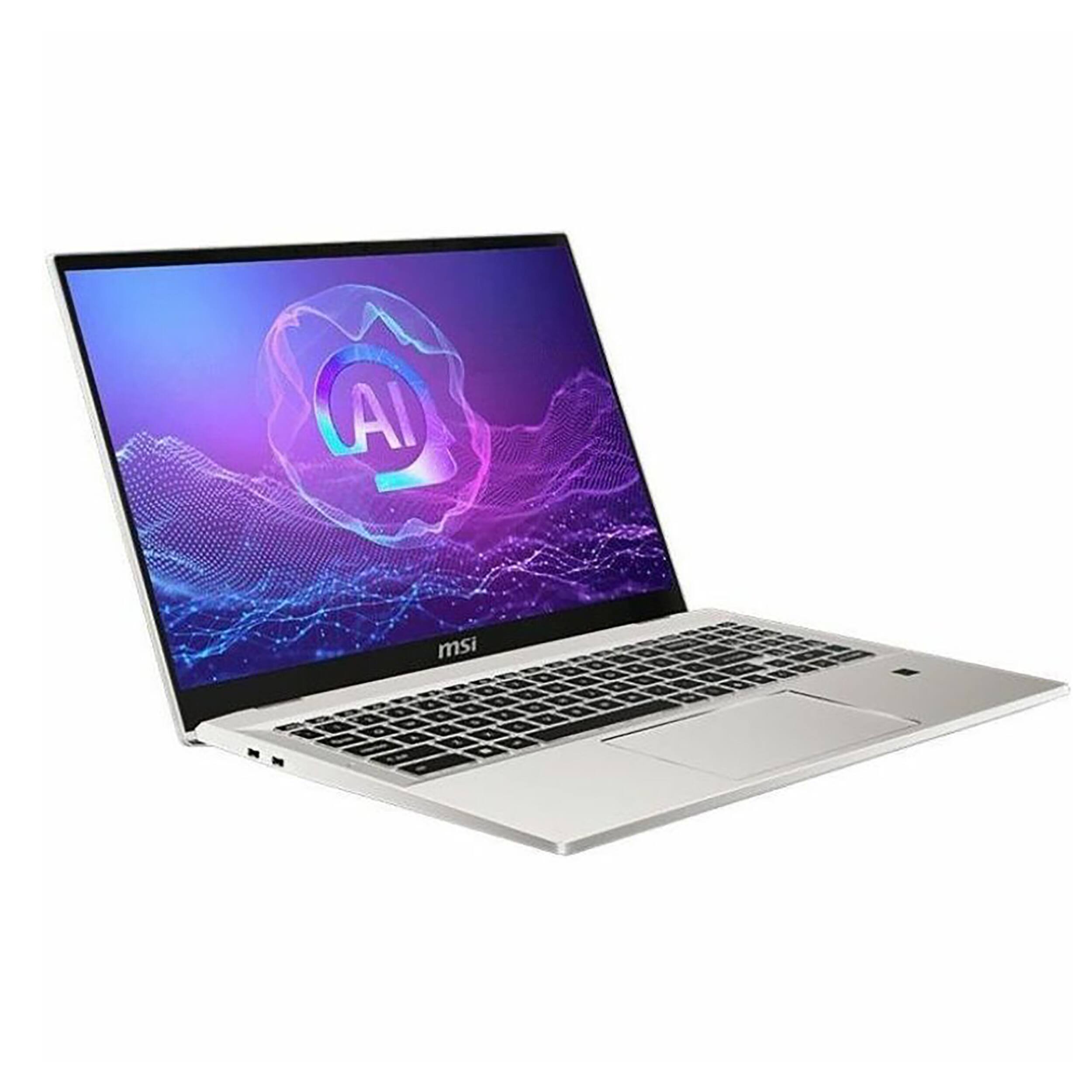 Angle. MSI - Prestige 16 AI EVO 16" UHD+ OLED Laptop - AMD Ryzen AI 9-365 - 32GB Memory - 1TB SSD - Urban Silver.