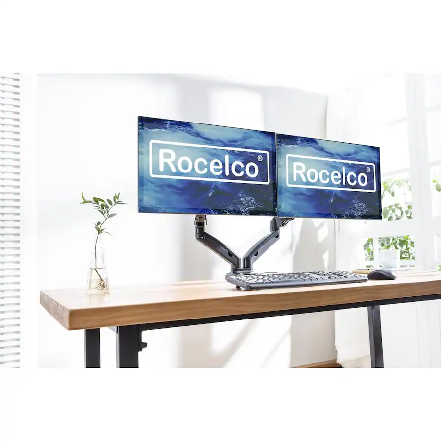 Rocelco Rdm2 Rocelco Double Monitor Desk Mount with USB 2.0 And Audio Port ...