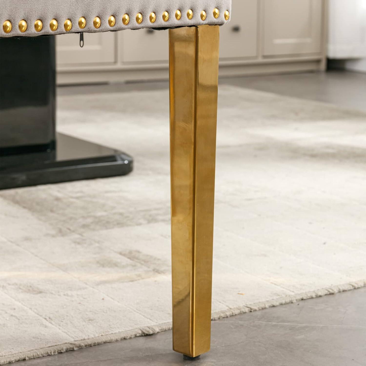 Alt View 5. Trinkets Crazed - Velvet Dining Chair Set of 2 Upholstered Tufted Dining Room Chair with Nailhead Trim - gray-gold.