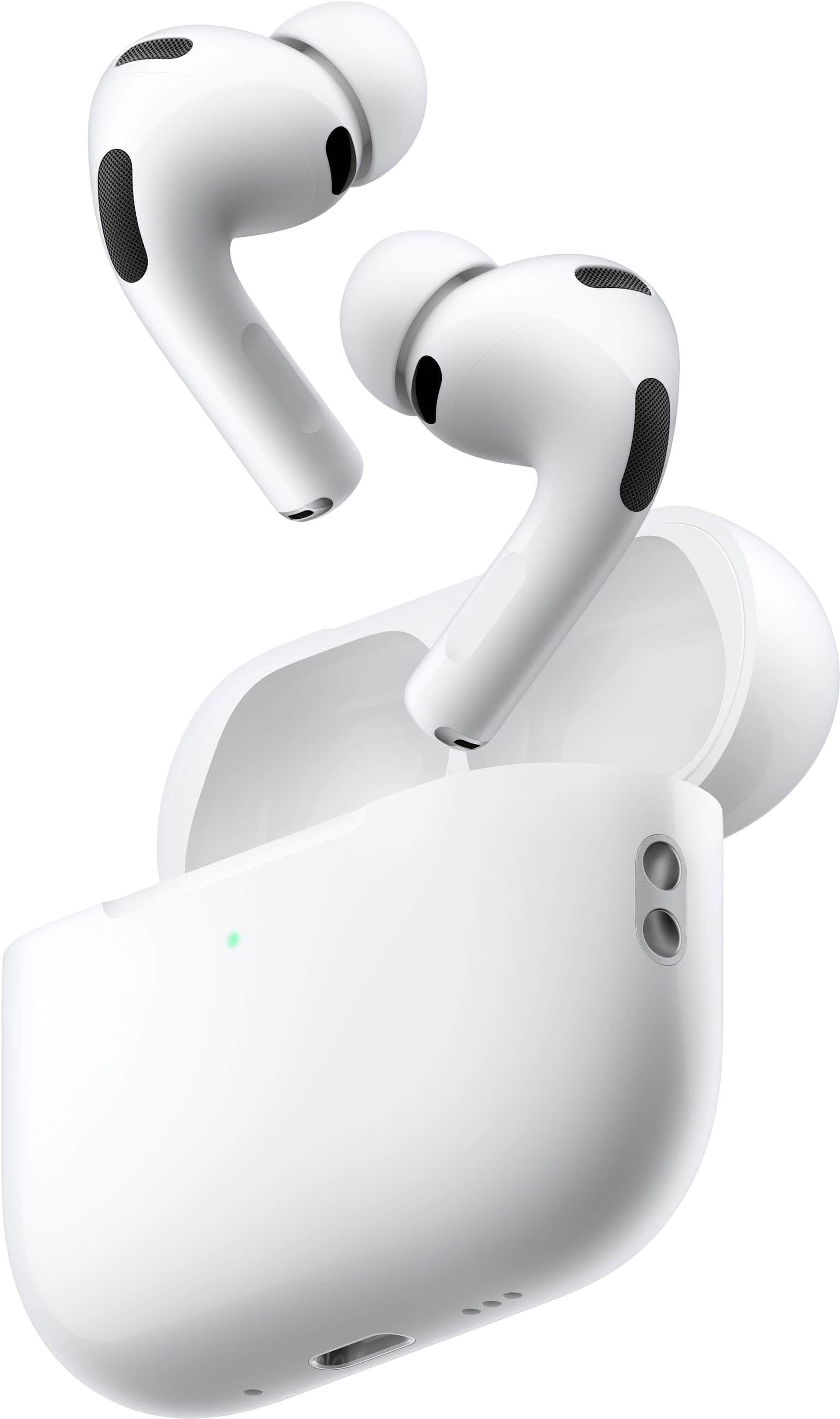 Angle. Apple - AirPods Pro 3, Wireless Active Noise Cancelling Earbuds with Heart Rate Sensing Feature - White.
