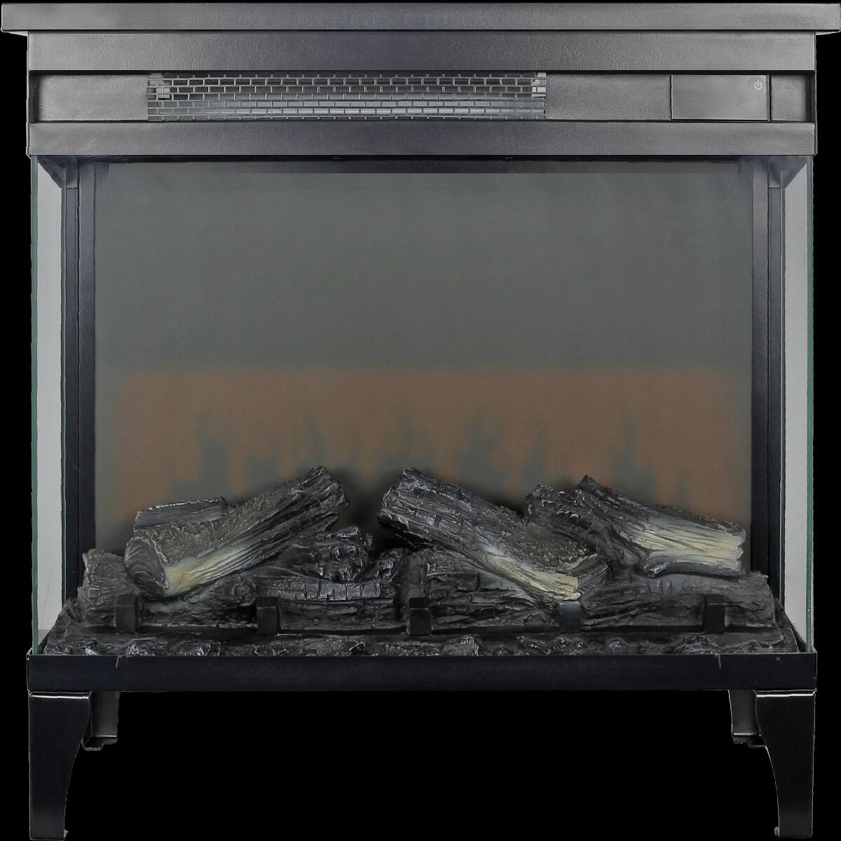 Alt View 3. Loheer - Loheer 24 inch electric fireplace Three Sided Glass Freestanding Heater Antique Black - Antique Black.